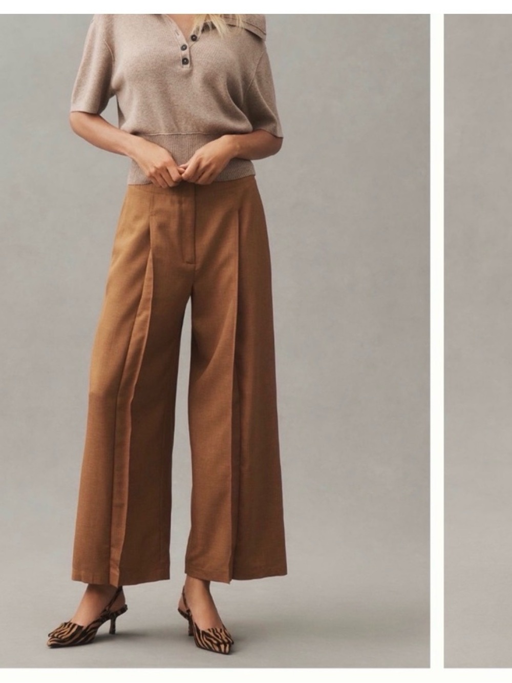 NWT Theory High Rise Deep Pleat City Twill Dark Bronze Pant, 10